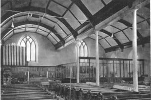 Interior view of St Michaels showing the original cast iron pillars