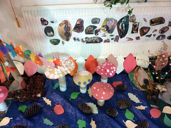 A close-up of the toadstools, made by our Messengers group...