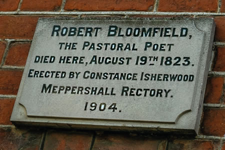 Plaque on Robert Bloomfield's house Shefford