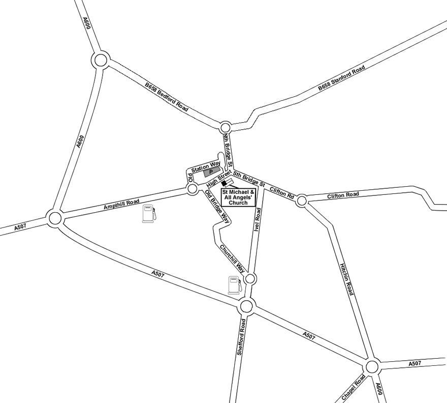 Close-up Map of St Michael's Church, Shefford