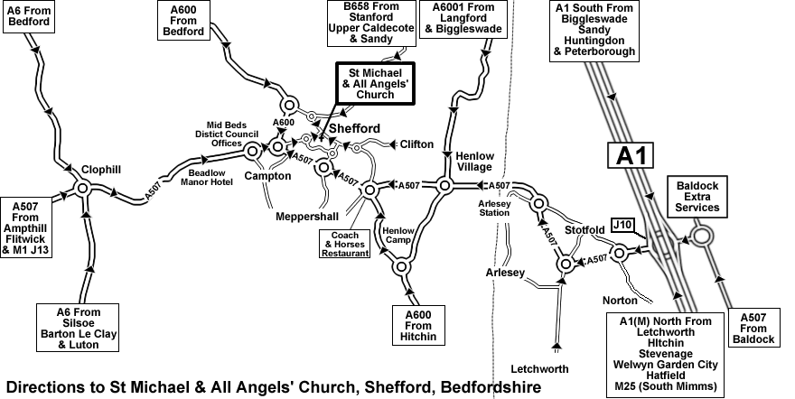 Location Map of St Michael's Church, Shefford